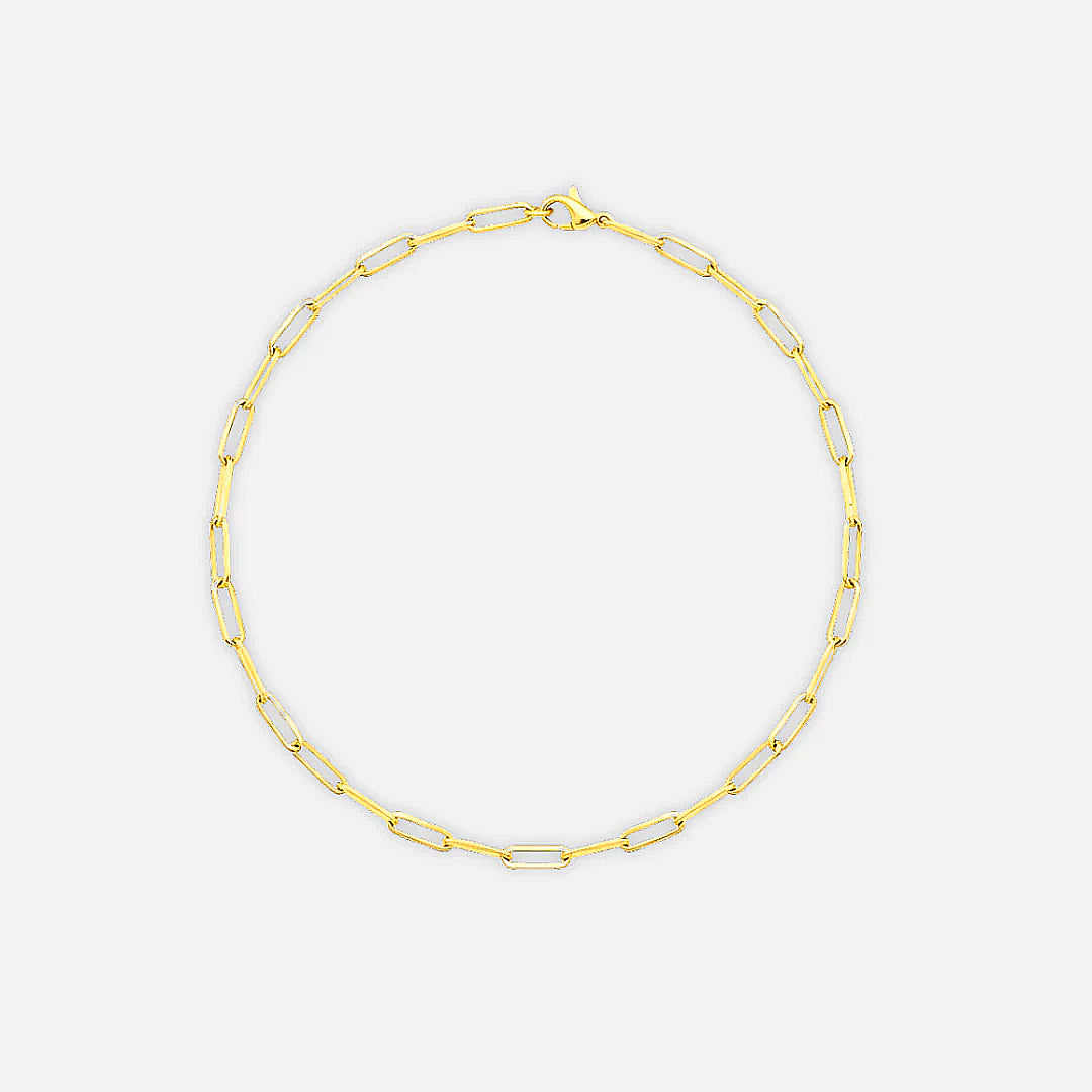 Noviqlo | Gold Colour Rectangular Link Chain Necklace