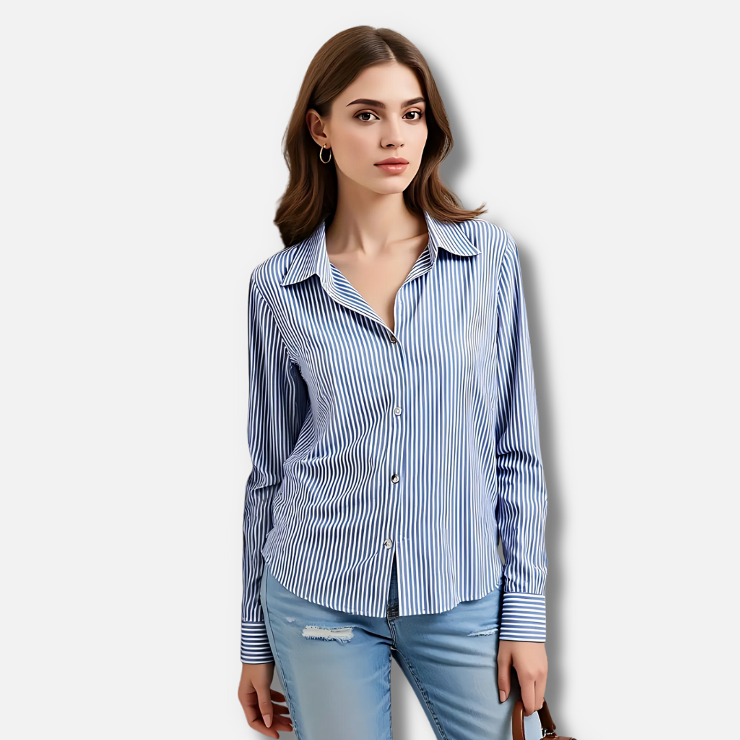Bellanoa | Women’s Elegant Blue Striped Shirt