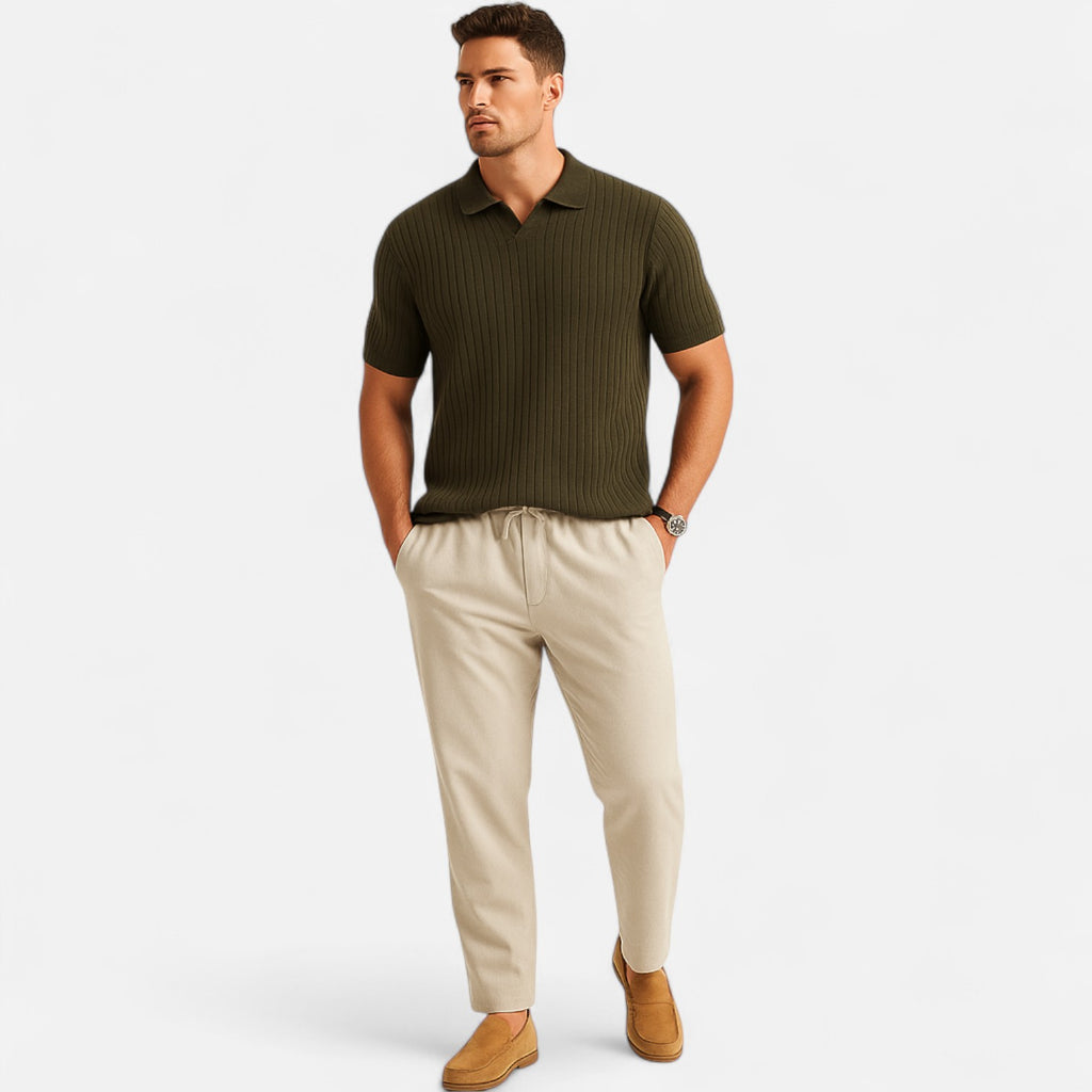Bellanoa | Men’s Ribbed Knit Polo Shirt