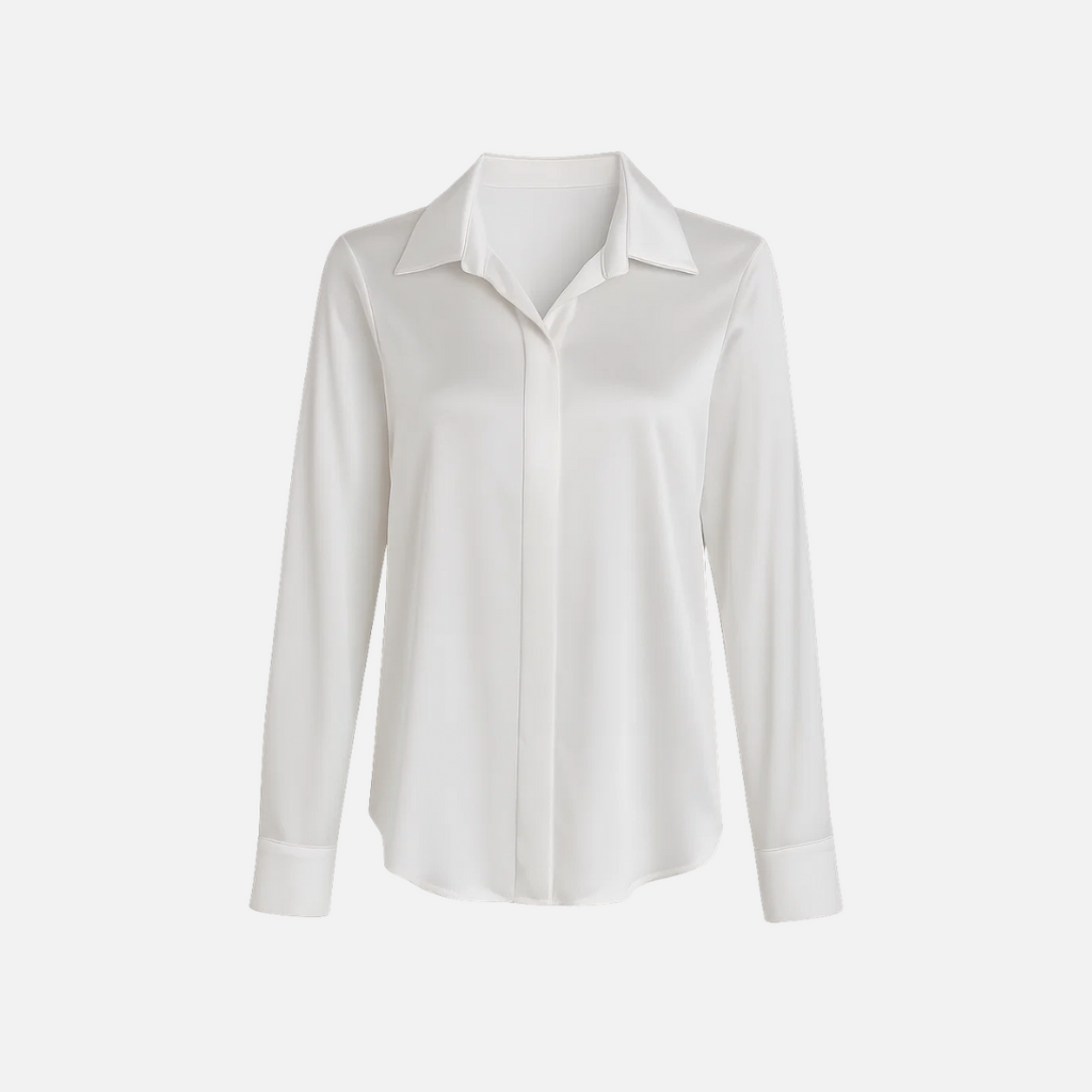 Bellanoa | Women’s Long Sleeve Blouse in Elegant Satin Finish