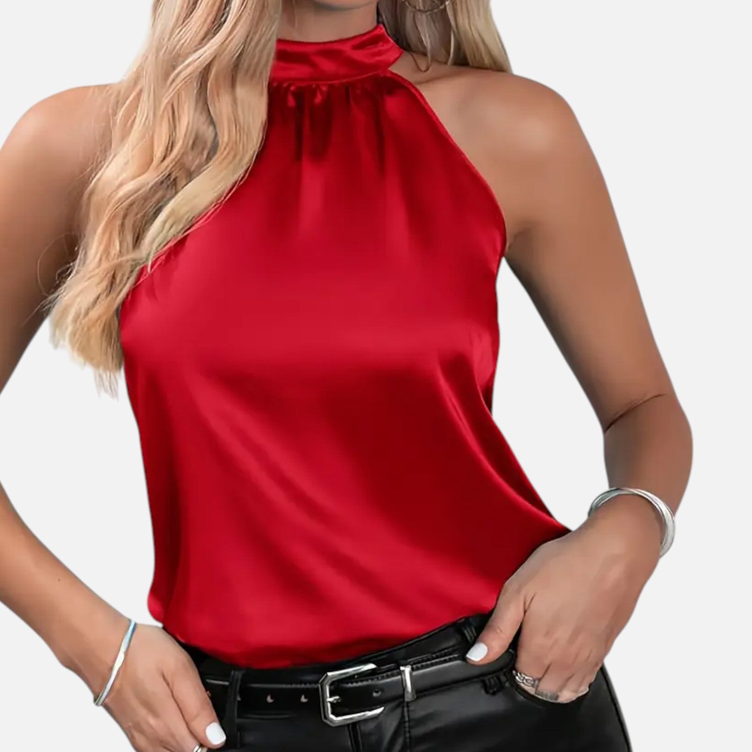 Bellanoa | Women’s Sleeveless Summer Blouse in Smooth Satin