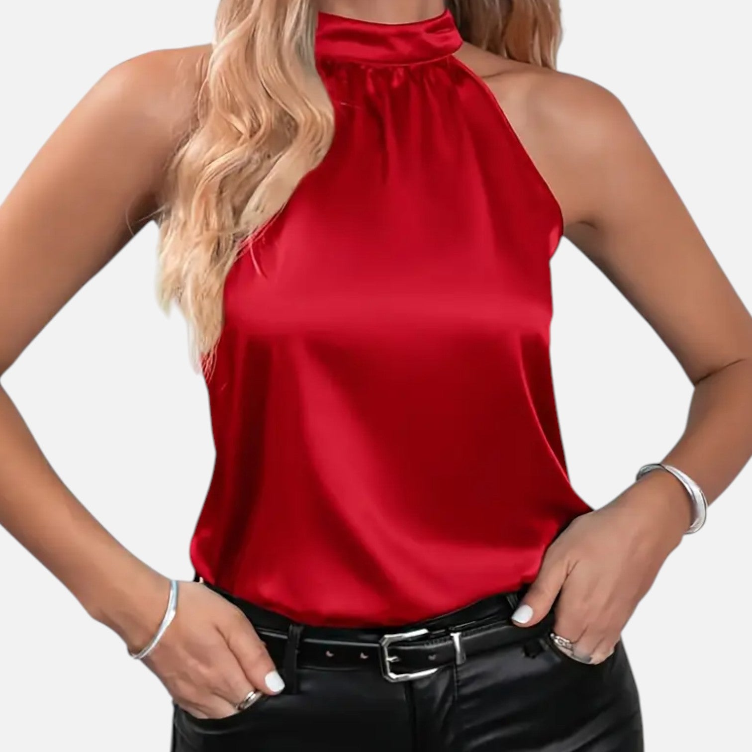 Bellanoa | Women’s Sleeveless Summer Blouse in Smooth Satin