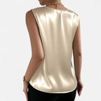 Bellanoa | Women’s Satin Vest Blouse in Refined V-Neck Cut