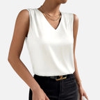Bellanoa | Women’s Satin Vest Blouse in Refined V-Neck Cut