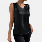 Bellanoa | Women’s Satin Vest Blouse in Refined V-Neck Cut