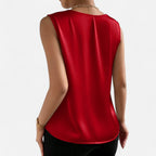 Bellanoa | Women’s Satin Vest Blouse in Refined V-Neck Cut