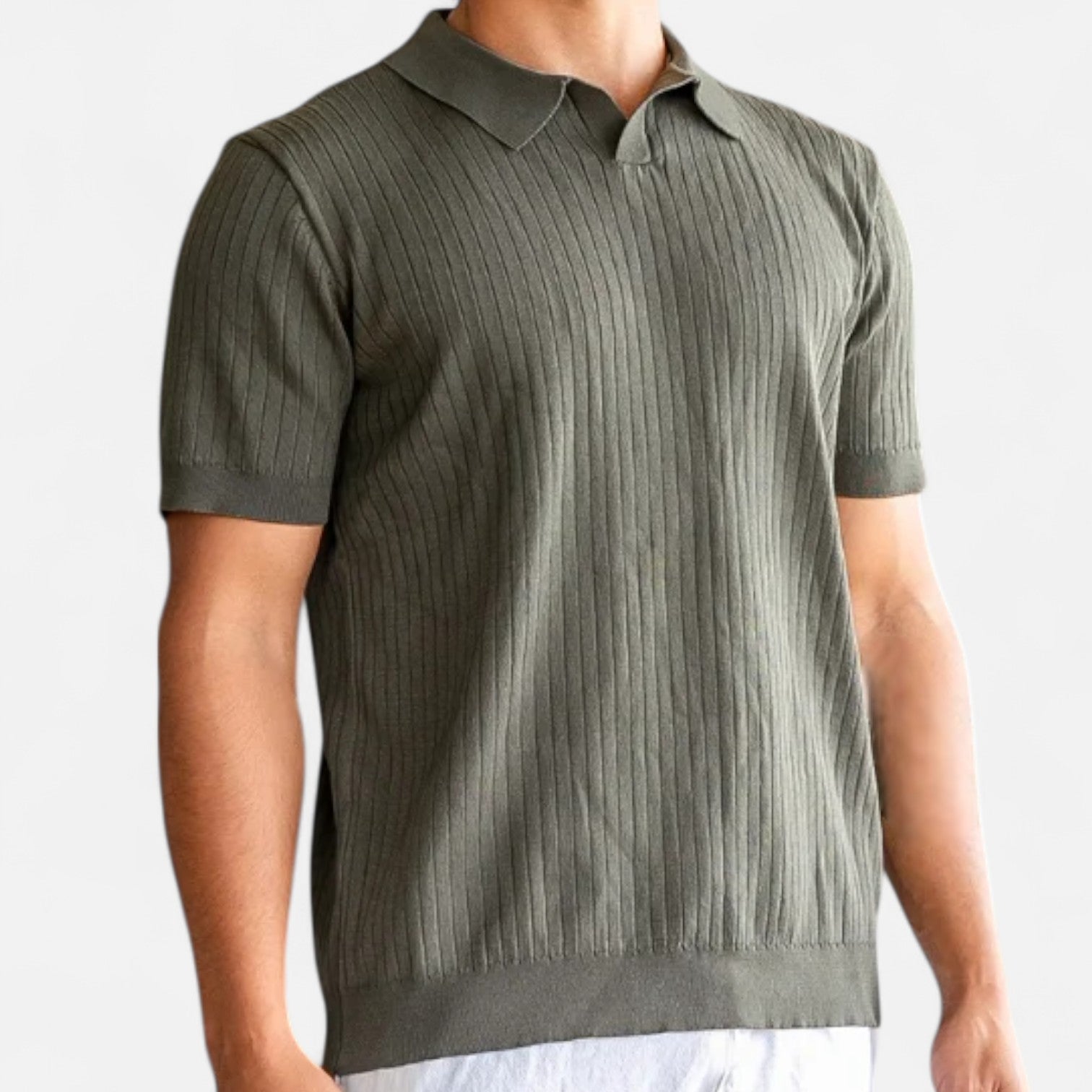 Bellanoa | Men’s Ribbed Knit Polo Shirt
